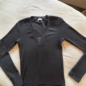 Brunello Cucinelli  long sleeve top charcoal black, cotton, XS